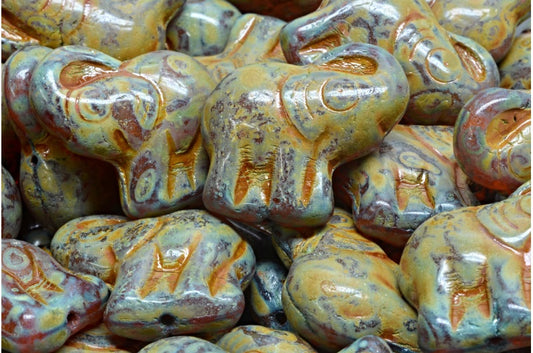 Elephant Beads, Transparent Orange Travertin (10060-86800), Glass, Czech Republic