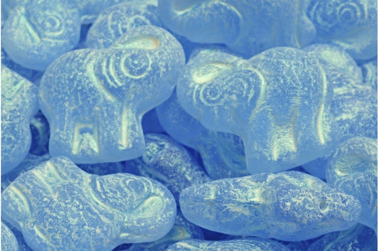 Elephant Beads, Transparent Blue Matte 43801 (30010-84100-43801), Glass, Czech Republic