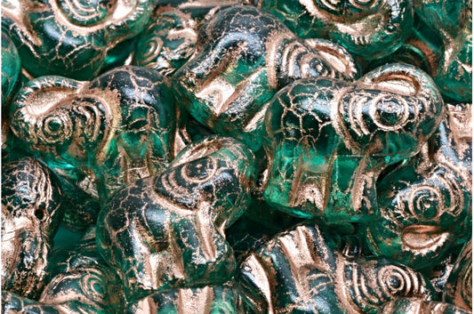 Elephant Beads, Transparent Aqua Copper Lined (60210-54307), Glass, Czech Republic
