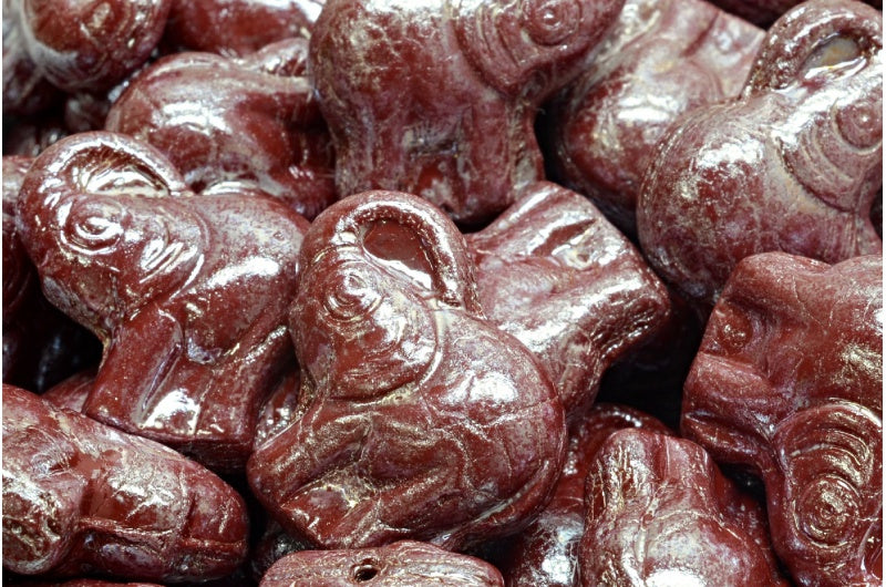 Elephant Beads, Brown Hematite (13500-14400), Glass, Czech Republic