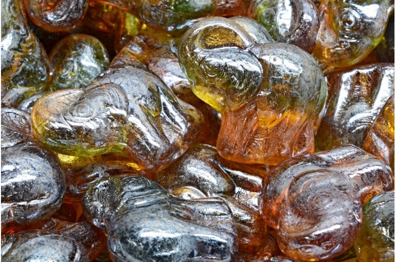 Elephant Beads, Mixed Brown Hematite (57101-14400), Glass, Czech Republic