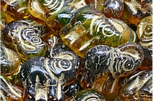 Elephant Beads, Mixed Brown Travertin 43802 (57101-86800-43802), Glass, Czech Republic