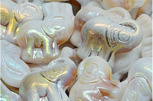 Elephant Beads, Dark Beige Ab Full (2X Side) (07193-28703), Glass, Czech Republic
