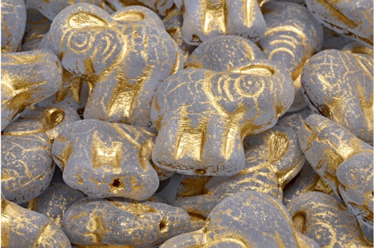 Elephant Beads, Transparent Light Amethyst Matte Gold Lined (20210-84100-54302), Glass, Czech Republic