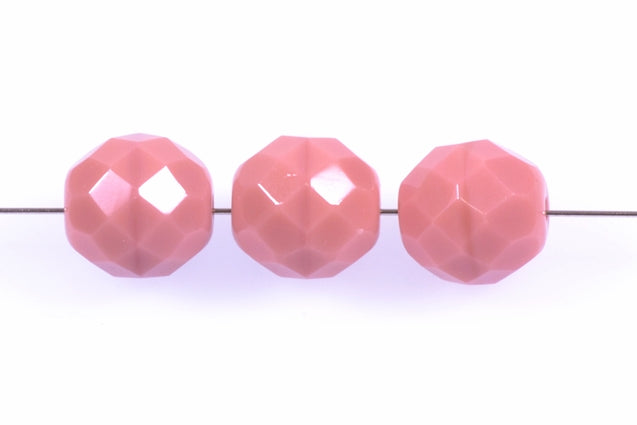 Fire Polished Faceted Beads Round 10 mm, Opaque Pink (73030), Bohemia Crystal Glass, Czechia 15119001