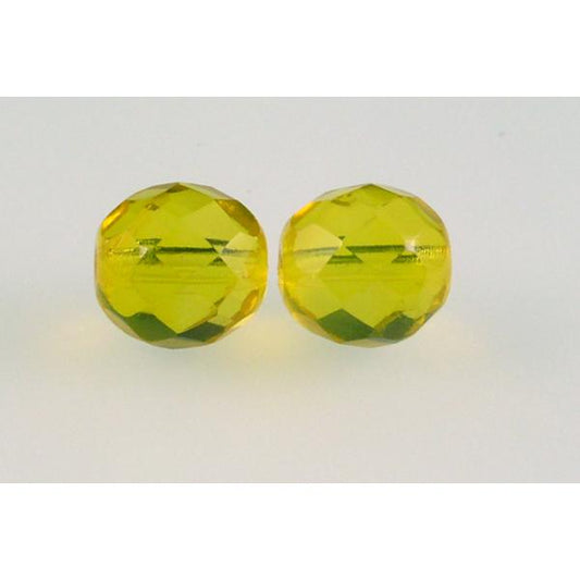 OUTLET 250g Round Faceted Fire Polished Beads, Transparent Yellow A (80020-A), Glass, Czech Republic