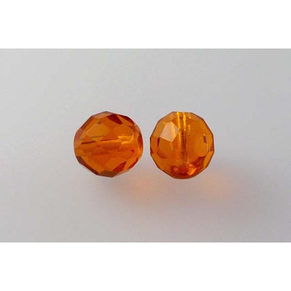 Fire Polished Faceted Beads Round 10 mm, Transparent Orange (90030), Bohemia Crystal Glass, Czechia 15119001