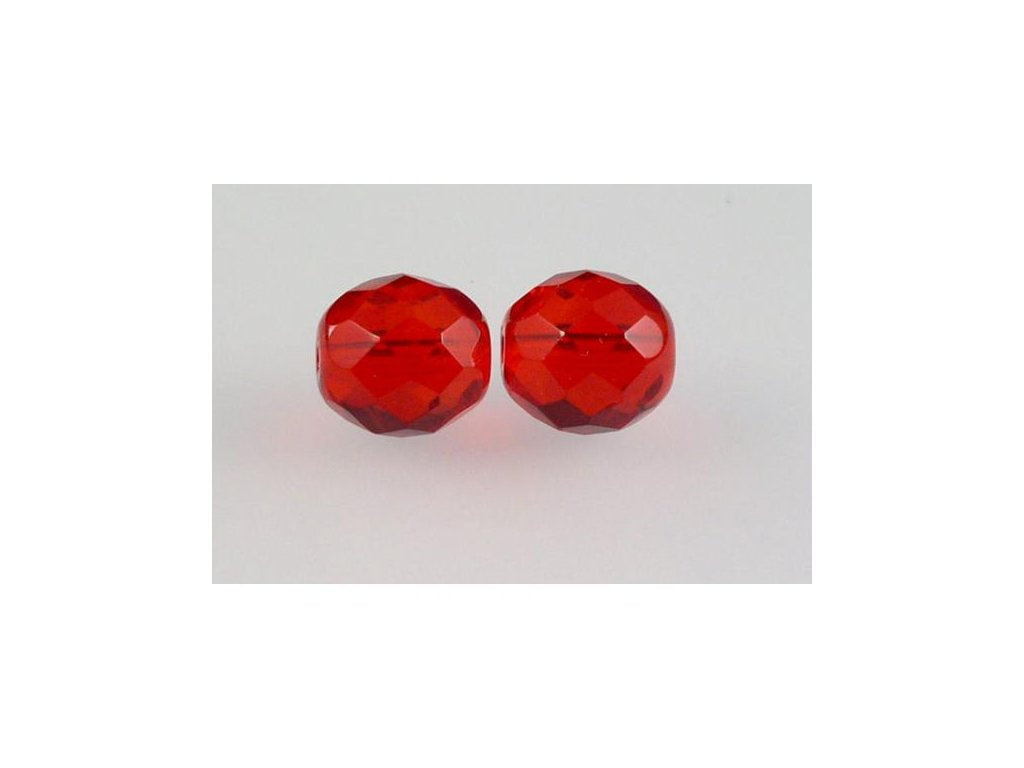 Fire Polished Faceted Beads Round Ruby Red Glass Czech Republic