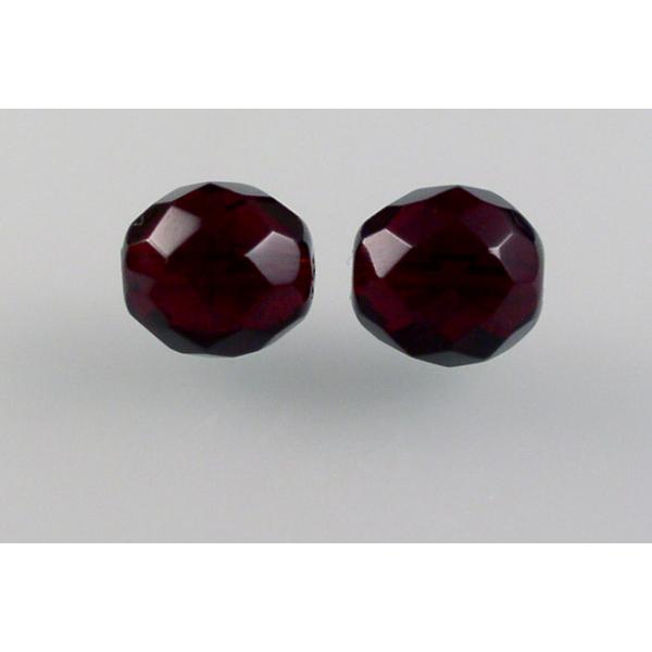 OUTLET 250g Round Faceted Fire Polished Beads, Transparent Red Drat (90100-drat), Glass, Czech Republic