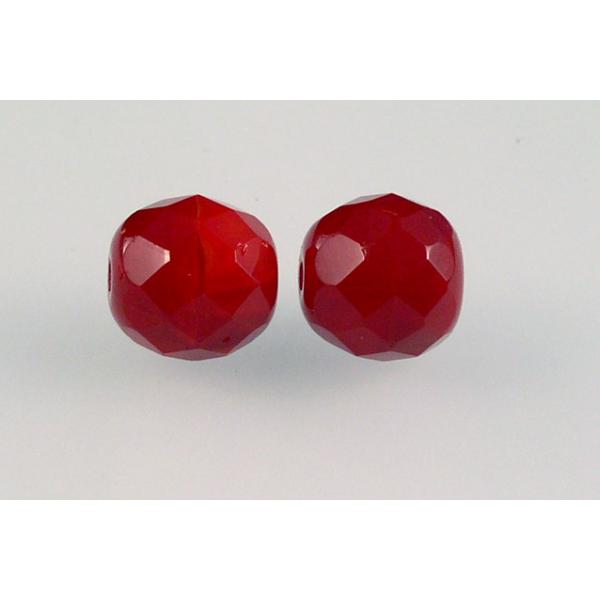 Fire Polished Faceted Beads Round 10 mm, Opal Red (91260), Bohemia Crystal Glass, Czechia 15119001