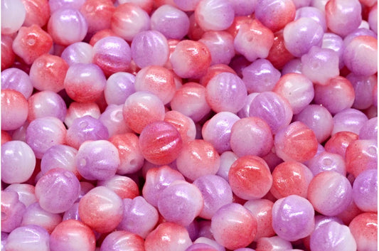 Melon Beads, White 48814 (02010-48814), Glass, Czech Republic