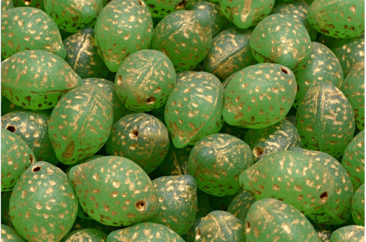 Lemon Beads, Opal Green Matte Gold Lined (51111-84100-54302), Glass, Czech Republic