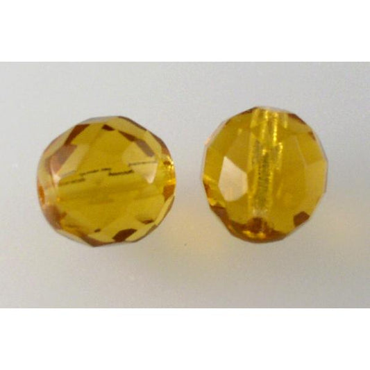 OUTLET 250g Round Faceted Fire Polished Beads, Transparent Orange P (10040-P), Glass, Czech Republic