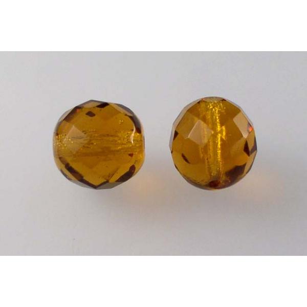 Faceted Round Fire Polished Beads, Transparent Orange (10060), Glass, Czech Republic