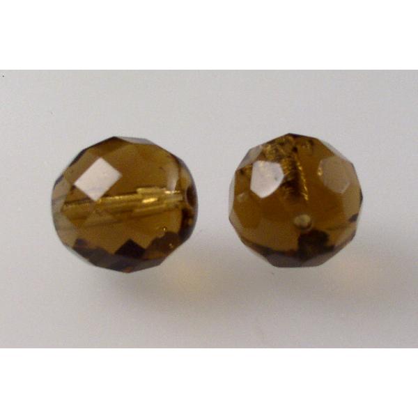 Fire Polished Faceted Beads Round 12 mm, Transparent Brown (10210), Bohemia Crystal Glass, Czechia 15119001