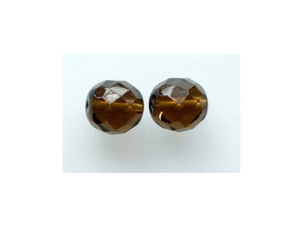 Fire Polished Faceted Beads Round Transparent Brown Glass Czech Republic