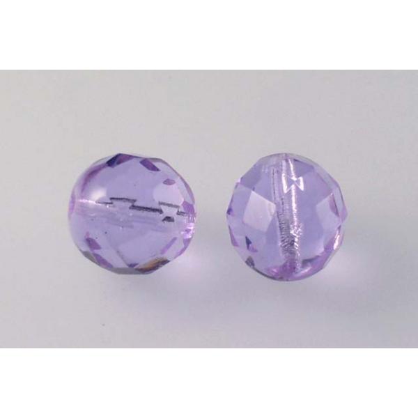 奥特莱斯 10 克多面圆形火抛光珠，10 x 10 毫米，透明浅紫水晶 (20210)，玻璃，捷克共和国