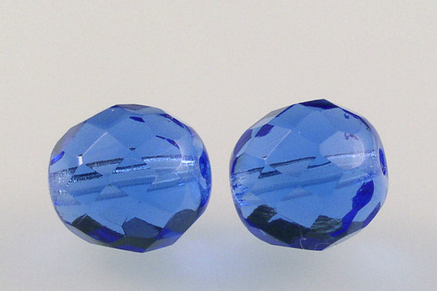 Fire Polished Faceted Beads Round 12 mm, Transparent Blue (30040), Bohemia Crystal Glass, Czechia 15119001