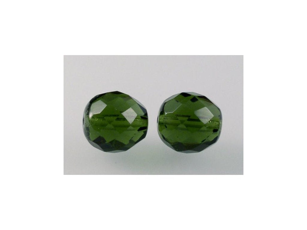 Fire Polished Faceted Beads Round Transparent Green Glass Czech Republic