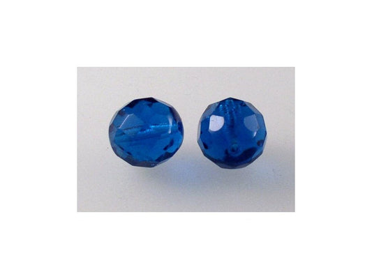 OUTLET 250g Round Faceted Fire Polished Beads, Transparent Aqua (60040), Glass, Czech Republic