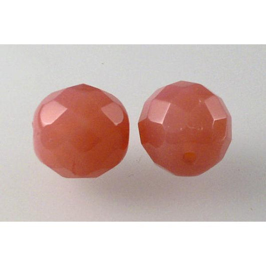 多面圆形火抛光珠，蛋白石粉红（71010），玻璃，捷克共和国