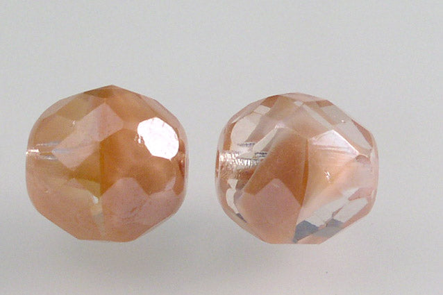 Fire Polished Faceted Beads Round 12 mm, Opaque Pink Hematite (76028-14400), Bohemia Crystal Glass, Czechia 15119001