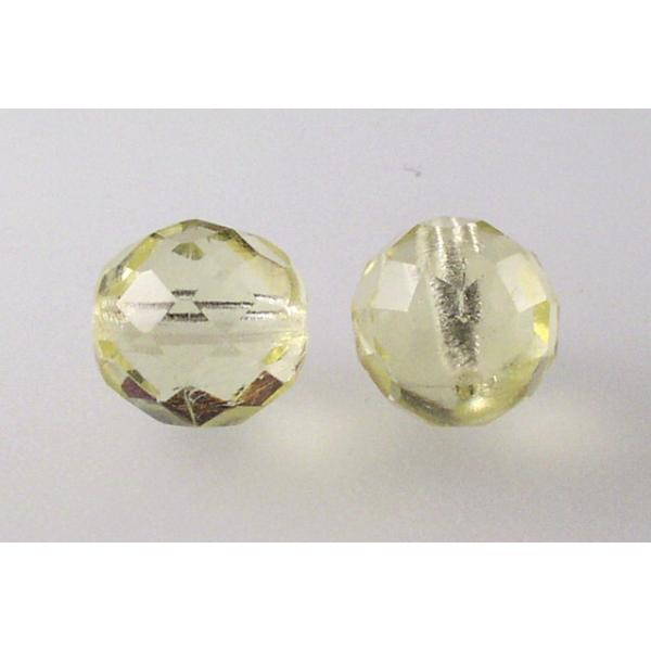 ファセット加工ビーズ ラウンド、透明イエロー（80100）、ボヘミアクリスタルガラス、チェコ共和国