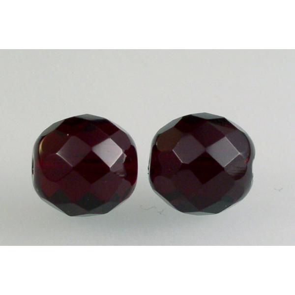 OUTLET 250g Round Faceted Fire Polished Beads, Transparent Red (90120), Glass, Czech Republic