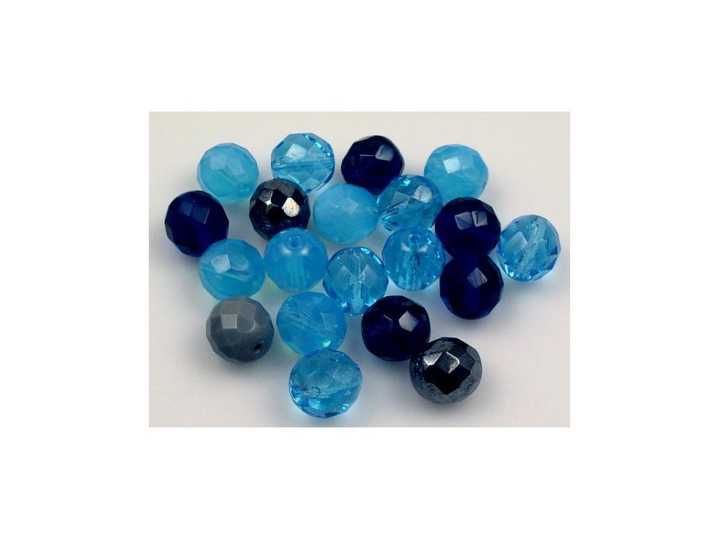 Fire Polished Faceted Beads Round Aqua Blue Mix Glass Czech Republic