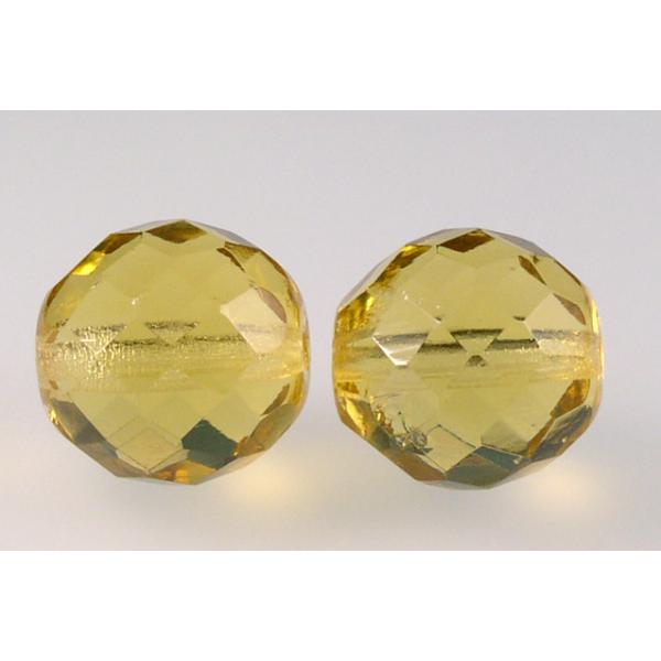 ファセット加工ビーズ ラウンド型 透明ライトトパーズイエロー (10020) ボヘミアクリスタルガラス チェコ共和国