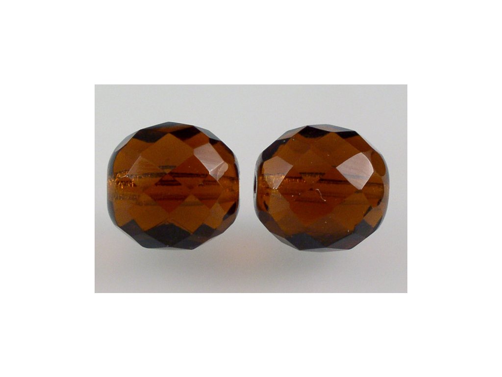 Fire Polished Faceted Beads Round Transparent Brown Glass Czech Republic