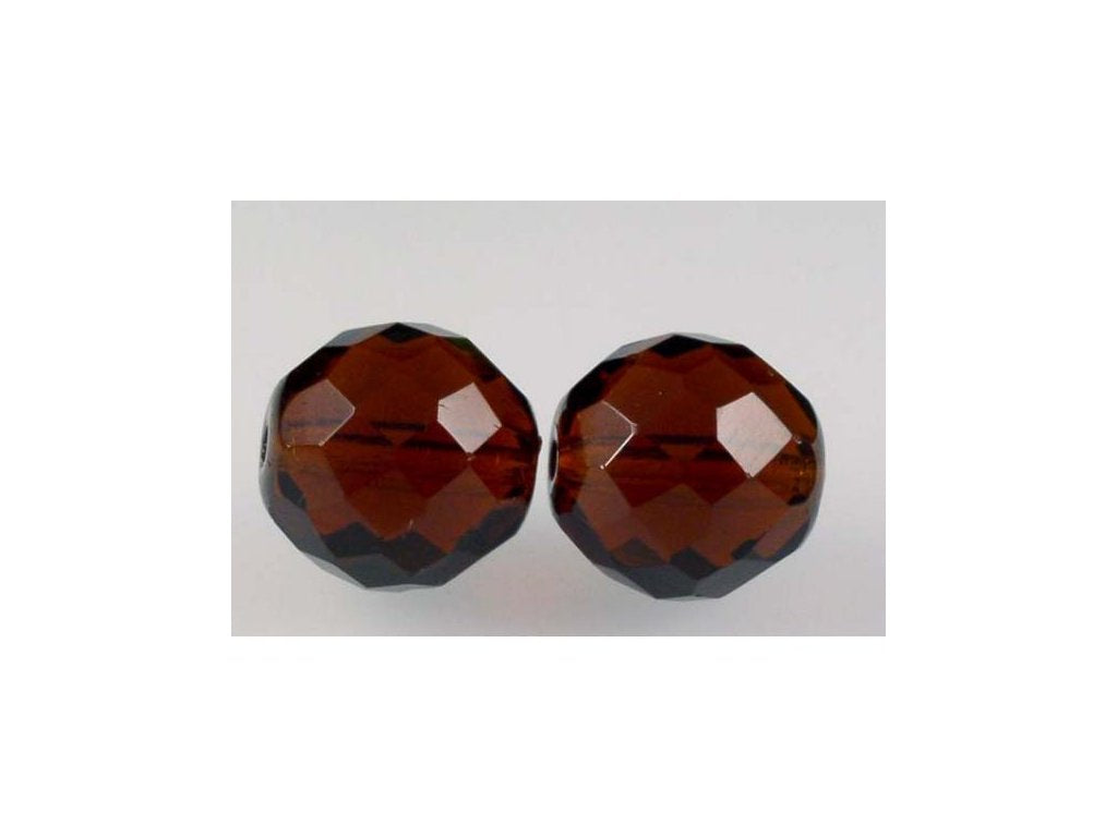 Fire Polished Faceted Beads Round Transparent Brown Glass Czech Republic