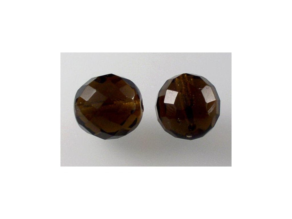 Fire Polished Faceted Beads Round Transparent Brown Glass Czech Republic