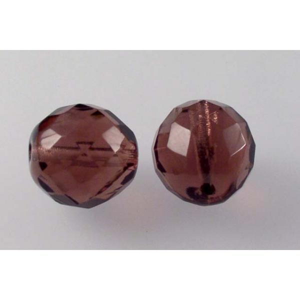 圆形火抛光刻面珠，透明浅紫水晶 (20020)，波西米亚水晶玻璃，捷克共和国