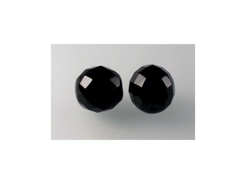 Fire Polished Faceted Beads Round Black Glass Czech Republic