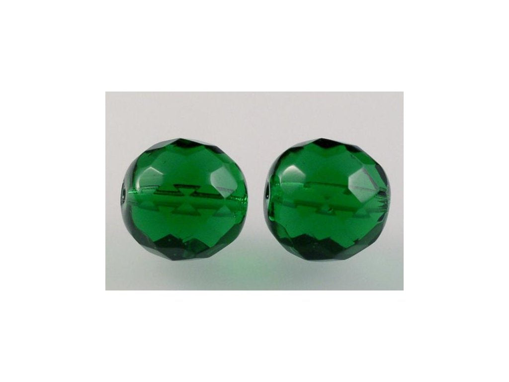 Fire Polished Faceted Beads Round Emerald Green Glass Czech Republic