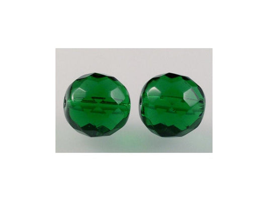 OUTLET 250g Round Faceted Fire Polished Beads, Emerald Green A (50120-A), Glass, Czech Republic