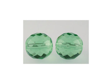 OUTLET 10 grams Faceted Fire Polished Round, Transparent Green (50510), Glass, Czech Republic