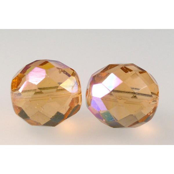 Fire Polished Faceted Beads Round 14 mm, Transparent Pink Ab (70130-28701), Bohemia Crystal Glass, Czechia 15119001