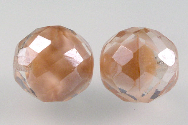 Fire Polished Faceted Beads Round 14 mm, Opaque Pink Hematite (76028-14400), Bohemia Crystal Glass, Czechia 15119001