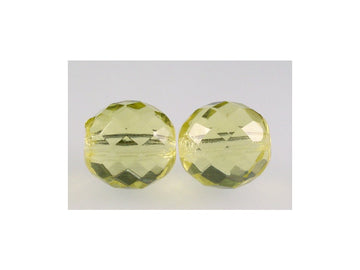 OUTLET 10 Gramm facettiert, feuerpoliert, rund, transparent gelb (80120), Glas, Tschechische Republik