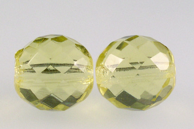 Faceted Round Fire Polished Beads, Transparent Yellow (80120), Glass, Czech Republic