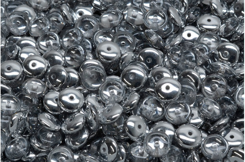 Space Disk Beads, Crystal Crystal Silver Half Coating (00030-27001), Glas, Tschechische Republik