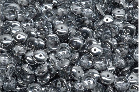 Space Disk Beads, Crystal Crystal Silver Half Coating (00030-27001), Glas, Tschechische Republik