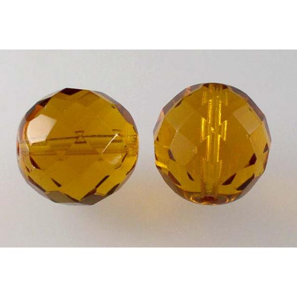 Faceted Round Fire Polished Beads, Transparent Orange (10060), Glass, Czech Republic