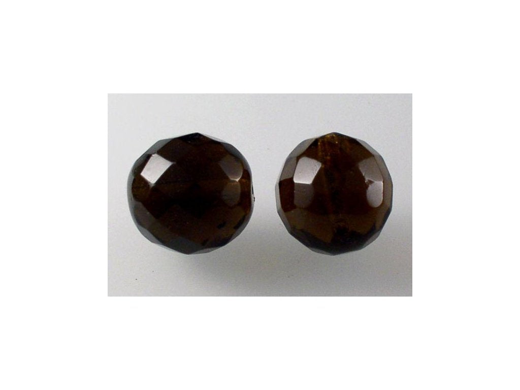 Fire Polished Faceted Beads Round Transparent Brown Glass Czech Republic