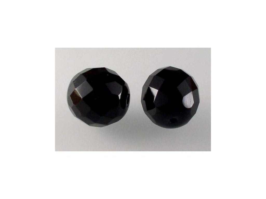 Fire Polished Faceted Beads Round Black Glass Czech Republic