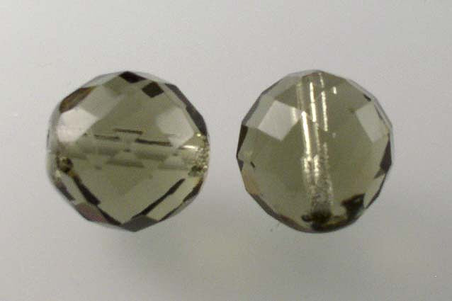 圆形火抛光刻面珠，灰色（40000），波西米亚水晶玻璃，捷克共和国