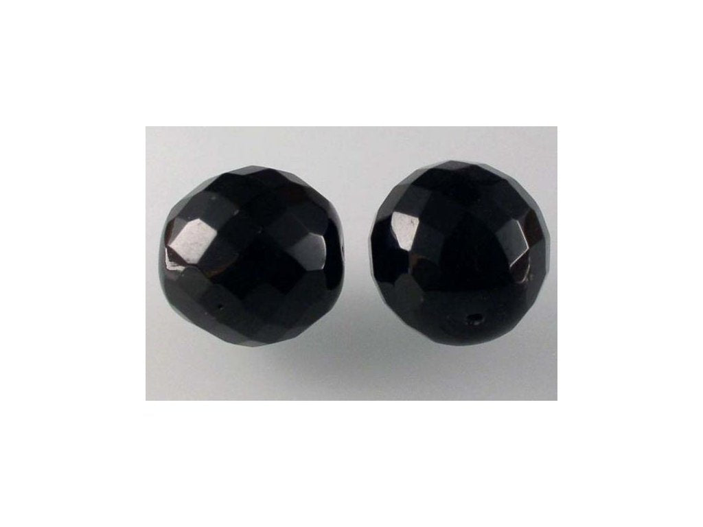 Fire Polished Faceted Beads Round Black Glass Czech Republic