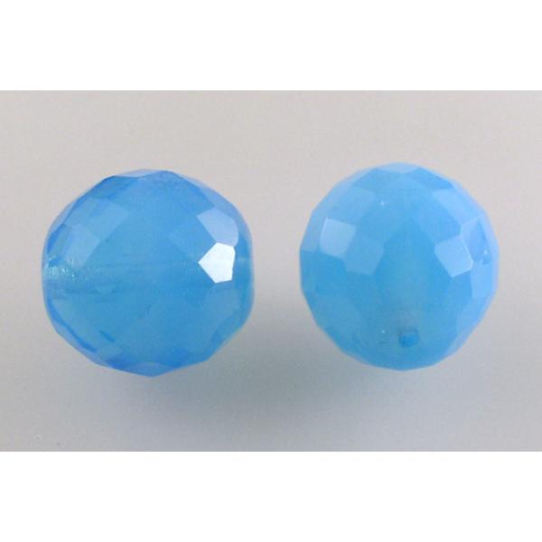 Faceted Round Fire Polished Beads, Opal Aqua (61000), Glass, Czech Republic